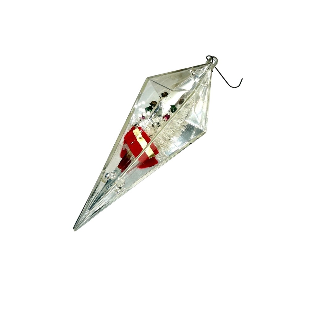 Jewelbrite MCM Blue Silver Plastic Diorama‎ Christmas Ornament Bottle Brush Tree